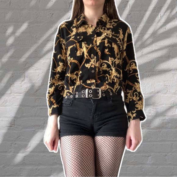 NEW VERSACE STYLE BUTTON UP TOP WITH POCKETS - Picture 11 of 13